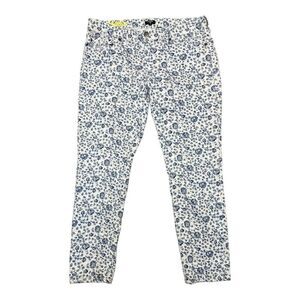 J. Crew Blue White Floral Pattern Toothpick Skinny Jeans Size 32 Stretch EUC